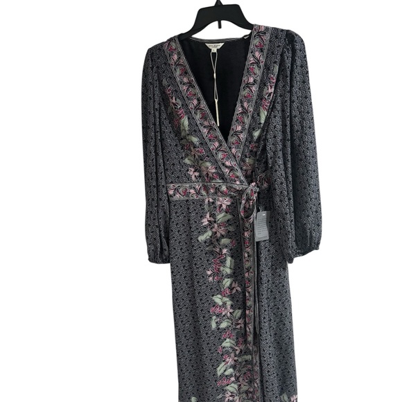 Max Studio Gray and Pink Floral Long Sleeve Dress - Picture 2 of 6